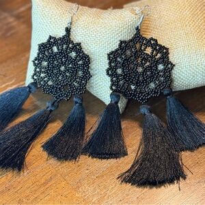 Elegant Black Tassel Earrings